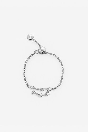 Womens Silver Capricorn Zodiac Constellation Chain Ring - Adjustable - - One Size - MUCHV - Modalova