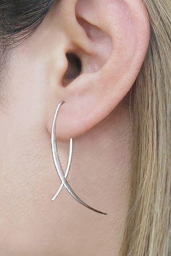 Womens Overlapping Sterling Silver Drop Earrings - - One Size - NastyGal UK (+IE) - Modalova