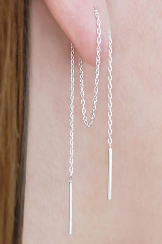 Womens Sterling Silver Long Drop Chain Threader Earrings - - One Size - Otis Jaxon London - Modalova