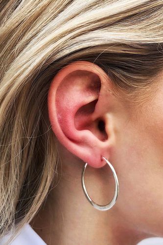 Womens Hammered Sterling Silver Small Hoop Earrings - - One Size - Otis Jaxon London - Modalova