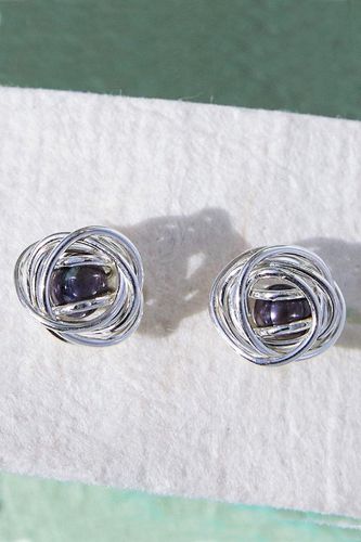 Womens Sterling Silver Caged Black Pearl Stud Earrings - - One Size - Otis Jaxon London - Modalova