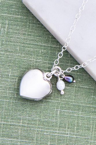 Womens Sterling Silver Heart and Pearl Locket Necklace - - One Size - Otis Jaxon London - Modalova