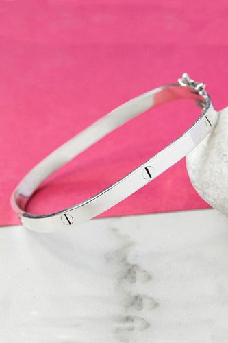 Womens Solid Sterling Silver Screw Accent Bangle - - L - NastyGal UK (+IE) - Modalova