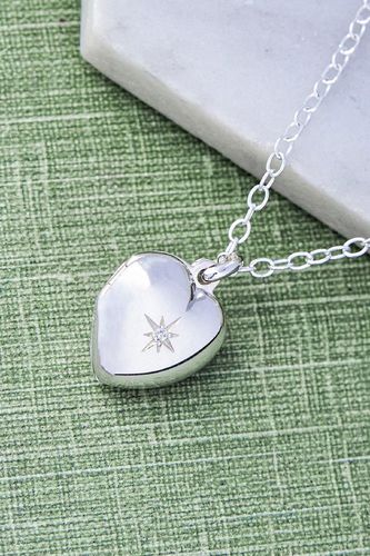 Womens Sterling Silver Heart Locket with White Topaz - - One Size - NastyGal UK (+IE) - Modalova