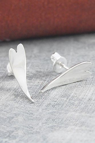 Womens Small Curved Sterling Silver Heart Earrings - - One Size - Otis Jaxon London - Modalova