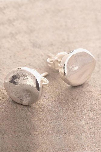 Womens Organic Round Sterling Silver Stud Earrings - - One Size - NastyGal UK (+IE) - Modalova