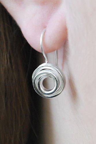 Womens Spiral Ribbon Sterling Silver Hook Earrings - - One Size - Otis Jaxon London - Modalova