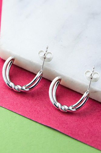Womens Sterling Silver Twisted Half Hoop Stud Earrings - - One Size - Otis Jaxon London - Modalova
