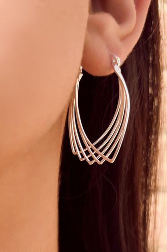 Womens Multi Wire Overlapping Sterling Silver Hoop Earrings - - One Size - Otis Jaxon London - Modalova