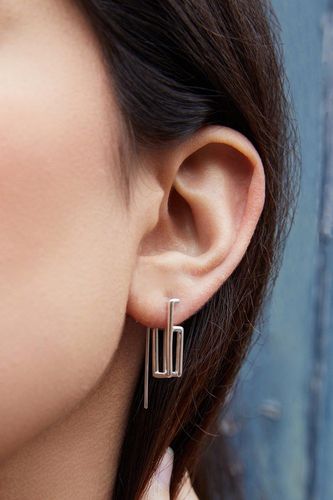 Womens Sterling Silver Angular Minimalist Drop Earring - - One Size - Otis Jaxon London - Modalova