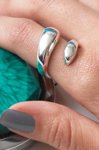 Womens Flow Contemporary Sterling Silver Ring - - O - Otis Jaxon London - Modalova