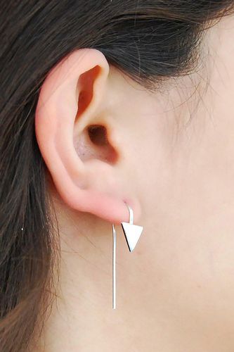 Womens Triangle Geometric Sterling Silver Drop Earrings - - One Size - NastyGal UK (+IE) - Modalova