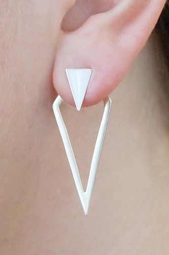 Womens Triangle Sterling Silver Ear Jackets Earrings - - One Size - NastyGal UK (+IE) - Modalova