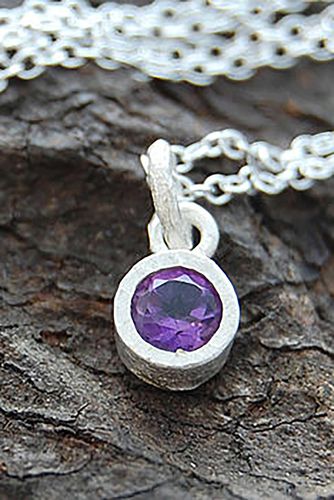 Womens Amethyst February Birthstone Sterling Silver Pendant Necklace - - One Size - NastyGal UK (+IE) - Modalova