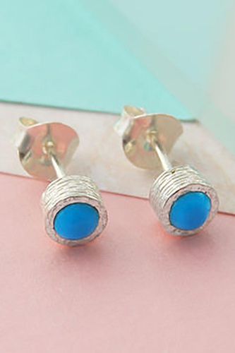 Womens Turquoise Sterling Silver December Birthstone Stud Earrings - - One Size - Otis Jaxon London - Modalova