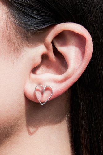 Womens Heart Lace Sterling Silver Stud Earrings - - One Size - NastyGal UK (+IE) - Modalova