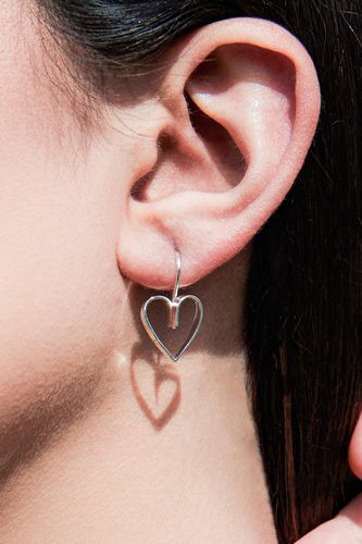 Womens Heart Lace Sterling Silver Drop Earrings - - One Size - NastyGal UK (+IE) - Modalova