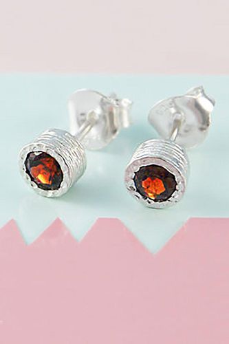 Womens Garnet Sterling Silver January Birthstone Stud Earrings - - One Size - NastyGal UK (+IE) - Modalova
