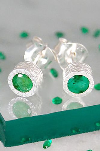 Womens Emerald May Birthstone Sterling Silver Stud Earrings - - One Size - NastyGal UK (+IE) - Modalova