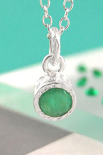 Womens Green Emerald May Birthstone Sterling Silver Necklace - - One Size - Otis Jaxon London - Modalova
