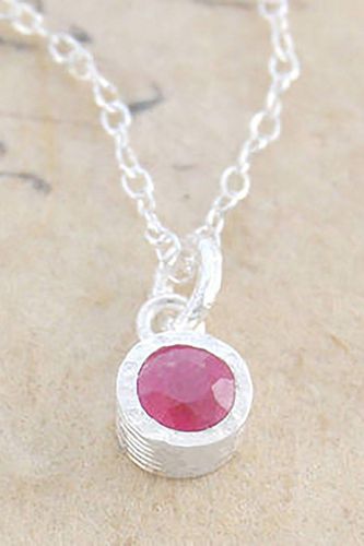 Womens Ruby Sterling Silver July Birthstone Pendant Necklace - - One Size - Otis Jaxon London - Modalova