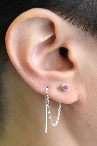 Womens Ruby Silver Silver July Birthstone Threader Earrings - - One Size - Otis Jaxon London - Modalova