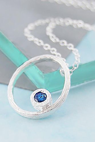Womens Sapphire September Birthstone Sterling Silver Oval Necklace - - One Size - NastyGal UK (+IE) - Modalova
