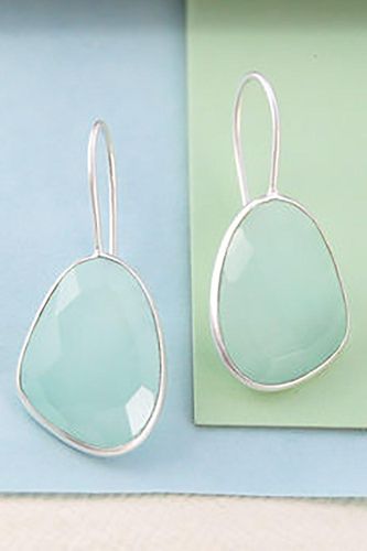 Womens Aqua Chalcedony Irregular Sterling Silver Drop Earrings - - One Size - Otis Jaxon London - Modalova