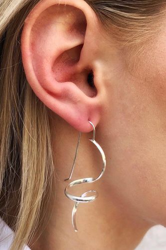Womens Curled Sterling Silver Abstract Drop Earrings - - One Size - Otis Jaxon London - Modalova