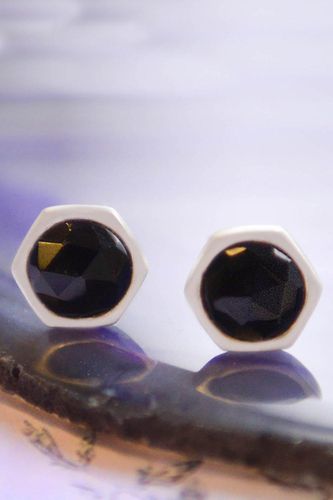 Womens Black Spinel Faceted Sterling Silver Gemstone Earrings - - One Size - Otis Jaxon London - Modalova