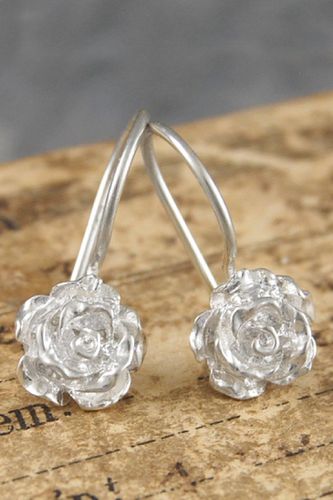 Womens Rose Flower Sterling Silver Drop Earrings - - One Size - NastyGal UK (+IE) - Modalova