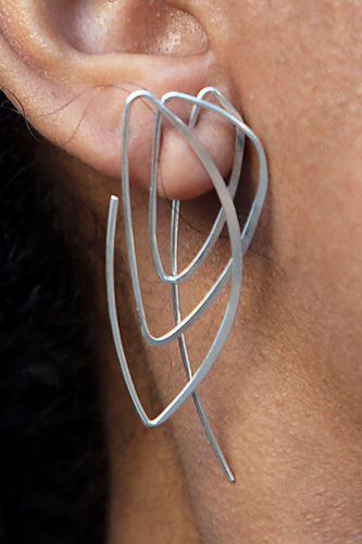 Womens Abstract Geometric Sterling Silver Hoop Earrings - - One Size - NastyGal UK (+IE) - Modalova
