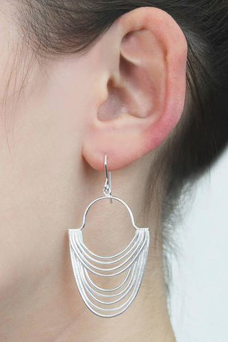 Womens Silver Layered Chain Long Drop Earrings - - One Size - Otis Jaxon London - Modalova