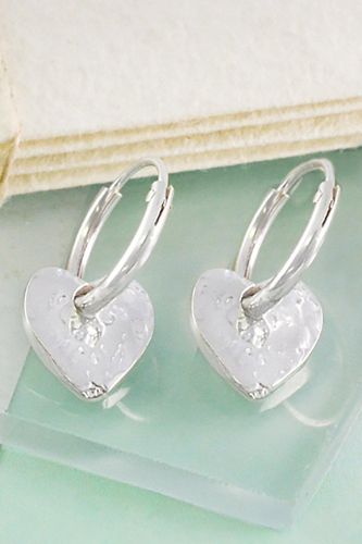 Womens Organic Silver Heart Hoop Earrings - - One Size - Otis Jaxon London - Modalova