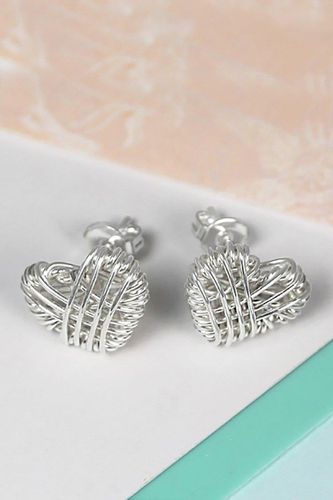 Womens Woven Heart Silver Stud Earrings - - One Size - Otis Jaxon London - Modalova