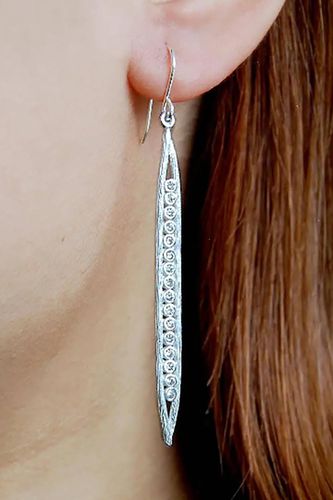 Womens Sterling Silver Long White Topaz Gemstone Earrings - - One Size - Otis Jaxon London - Modalova