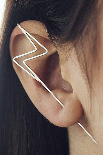 Womens Silver Lightning Bolt Ear Cuff Earrings - - S - Otis Jaxon London - Modalova