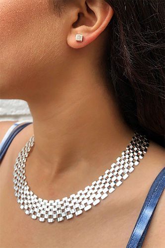 Womens Wide Silver Plated Multilink Chain Necklace - - One Size - Otis Jaxon London - Modalova
