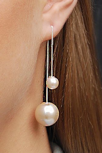 Womens Silver Plated White Pearl Threader Drop Earrings - - One Size - Otis Jaxon London - Modalova