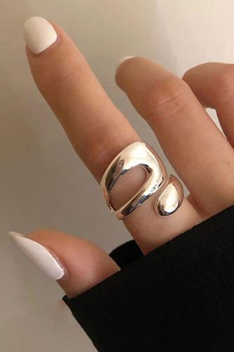 Womens Chunky Silver Plated Adjustable Wrap Ring - - One Size - Otis Jaxon London - Modalova