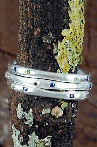 Womens Sterling Silver Contoured Saphire and Peridot Stacking Rings - - K - NastyGal UK (+IE) - Modalova