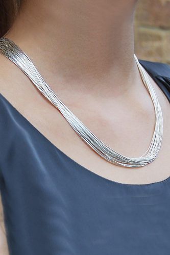 Womens 20 Strand Sterling Liquid Silver Necklace - - One Size - Otis Jaxon London - Modalova