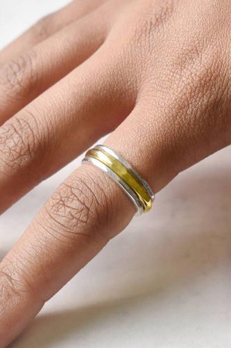 Womens Sterling Silver and Gold Two Tone Unisex Spinning Ring - - Z+1 - NastyGal UK (+IE) - Modalova