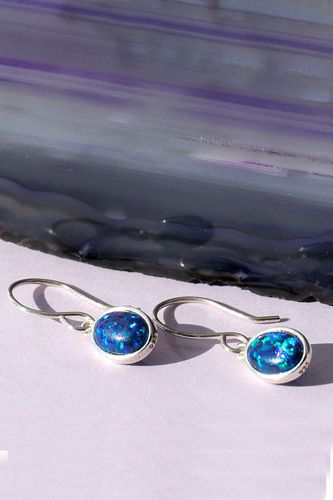 Womens Black Opal Sterling Silver October Birthstone Drop Earrings - - One Size - NastyGal UK (+IE) - Modalova
