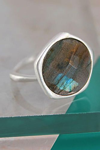 Womens Labradorite Sterling Silver Gemstone Ring - - K - NastyGal UK (+IE) - Modalova