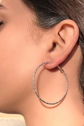 Womens Bamboo Effect Silver Plated Medium Hoop Earrings - - One Size - NastyGal UK (+IE) - Modalova