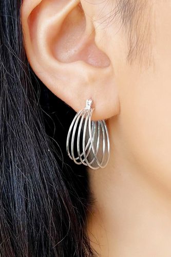 Womens Multi Hoop Round Overlapping Sterling Silver Earrings - - One Size - Otis Jaxon London - Modalova