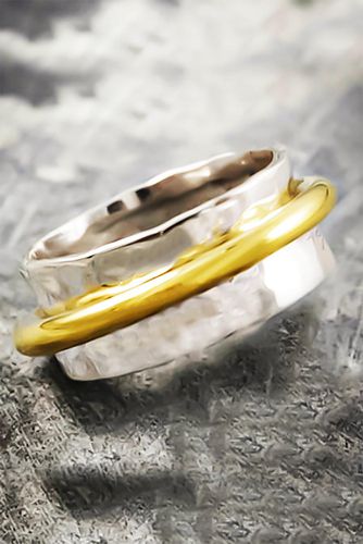 Womens Cone Sterling Silver and Gold Spinning Ring - - K - Otis Jaxon London - Modalova