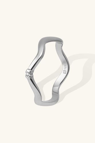 Womens Sterling Silver / Gold Vermeil Lab Grown Diamond Wave Stacking Ring - - 5 - NastyGal UK (+IE) - Modalova