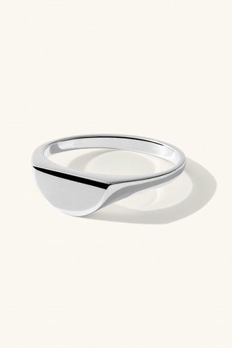 Womens Sterling Silver Unique Half Signet Simple Stacking Ring - - R - NastyGal UK (+IE) - Modalova